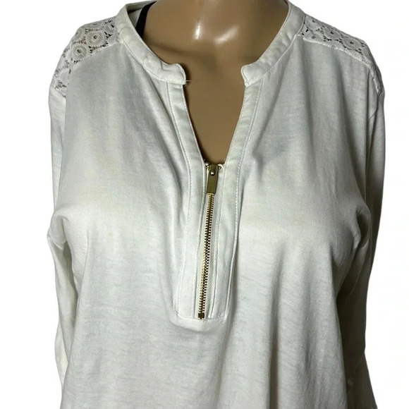 NWT sheer ,lace , 100 Cotton,t shirt material ,blouse Tie roll cuff,cottagecore - Picture 5 of 11